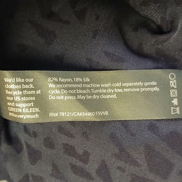 Eileen Fisher SZ XS Silk Blend Velvet Vines Burnout Blouse 3/4 Sleeve - Picture 7 of 7